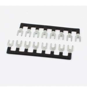 2 Pcs Fork Type 8 Postions Pre Insulated Terminal Strip Block Black 600V 25A
