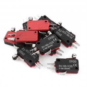 10 Pcs Short Hinge Roller Lever Micro Switch No SV 165 1C25 AC 250V 3 16A