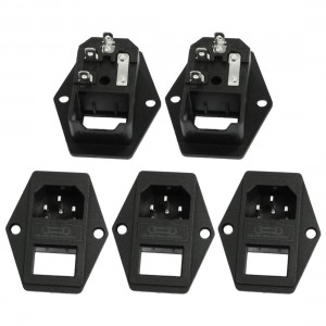 5 Pcs AC 250V 15A IEC 320 C14 3 Pin Clamp Type Power Inlet Socket
