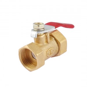 Female to Female 3/8" PT Thread Red Lever Handle Brass Ball Valve