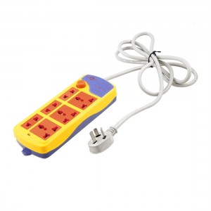 AC 250V 10A AU US EU 6 Way Electric Socket Plug w Switch Indicator Light