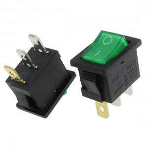 2 x AC 6A/250V 10A/125V Green Light ON-OFF SPST Snap In Boat Rocker Switch 3 Pin