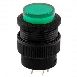 3V Green LED Light Round Cap OFF(ON) NO Momentary Push Button Switch 3A 250V AC