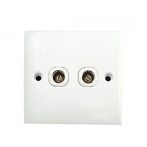AC 250V 10A 2-Gang PAL Female Jack TV Aerial Antenna Wall Plate Outlet