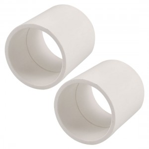 2 Pcs Replacement 50mm Inner Dia PVC Straight Pipe Connector White