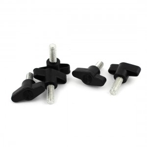 5pcs 8mm Male Dia 20mm Thread Long Plastic T Handle Screw on Type Clamping Knob