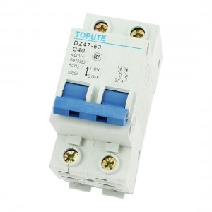 AC 400V 40A 3000A Overload Protection Mini Circuit Breaker 2 Pole DZ47 63 C40