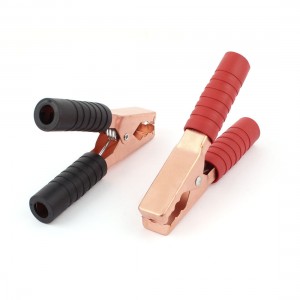 2pcs 140mm Long Spring Loaded Car Battery Test Alligator Clamp Clip Red Black