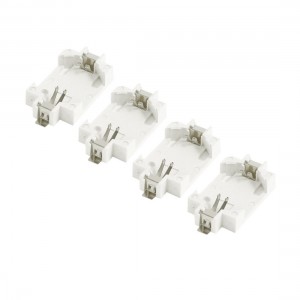4 Pcs Plastic Shell CR2032 Button Cell Battery Socket Holder Case Off White