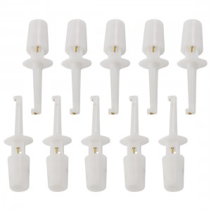 10 x Plastic Multimeter Test Cable SMD IC Hook Clip Grabbers White 1.6"