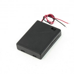 On/Off 2 Wires Lead Switch 4 x1.5V AA Battery Cell Case Box