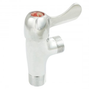 Bathroom Silver Tone Metal 1/4" x 1/4" Male Thread Angle Valve 