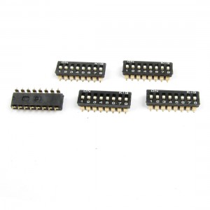 5 Pcs 2 Row 8 Way 2.54mm Pitch SMD Type DIP Key Switches Black