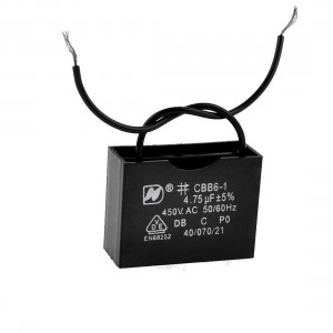 CBB61 AC 450V 4.75uF 2-wire Terminal Ceiling Fan Motor Run Capacitor Black