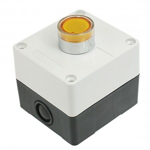 DC 24V Yellow Signal Light NO Momentary Push Button Switch Control Box