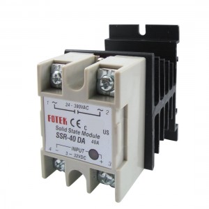 Single Phase Solid state relay SSR-40DA 40A DC-AC 3-32V 24-380V with heat sink