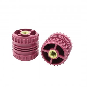 10mm Threaded Dark Red Bus Bar Support Insulator 50mm Height 2 Pcs