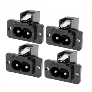IEC320 C8 Inlet Black 2 Terminals Power Socket AC 250V 7A 4 Pieces