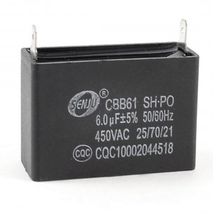 450VAC 6uF 2 Terminal Air Conditioner Fan Polypropylene Film Capacitor