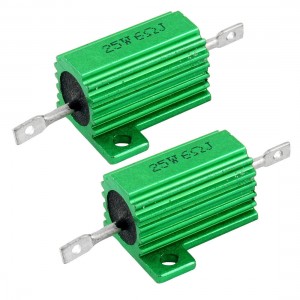 25W 6 Ohm Green Aluminum Housed Wirewound Resistors 2 Pcs