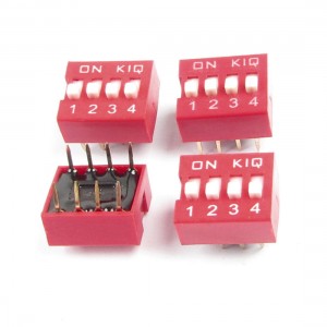 4 Pcs 2 Row 8 Pin 4P Positions 2.54mm Pitch DIP Switch Red