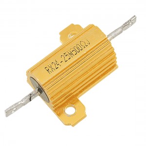 25W 500 Ohm 5% Aluminum Casing Wire Wound Resistor Gold Tone