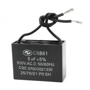 AC 500V CBB61 5uF Cuboid Polypropylene Film Motor Capacitor for Fan