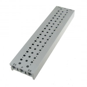 Rectangle Aluminum Block Manifold Solenoid Valve Base 17 Stations
