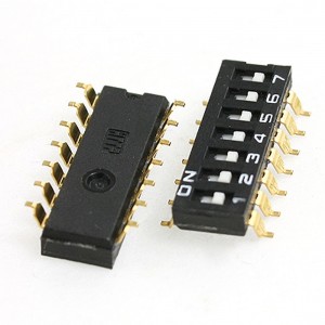 2 Pcs 2.54mm Pitch 7 Position SMD Type DIP Switch Red