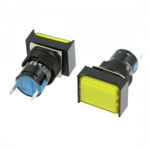 DC 24V 16mm Yellow Rectangular Cap Indicator Light Accident Signal Lamp 2 Pcs