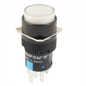 Illuminated Wht Round Cap AC250V 5A Push Button Switch