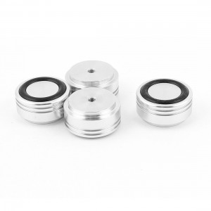 4 Pcs 30x16mm Silver Tone Aluminum Cabinet CD PC Speaker Amplifier Feet Pads