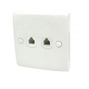 White 2-Gang Double RJ11 Phone Modular Jack Outlet Wall Plate