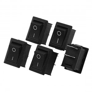 5pcs AC 6A/250V 10A/125V ON/OFF I/O SPST 2 Pin Snap in Boat Rocker Switch Black