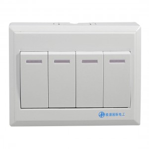 Four Gang Button Light Switch Wall Plate Panel AC 110-250V 10-16A
