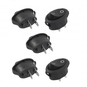5 Pcs SPST Oval Black On/Off Rocker Switch AC 250V/6A 125V/10A