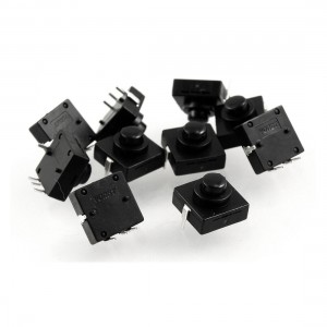 10 Pcs Vertical 4 Pin Latching Action Square Torch Push Button Switch Black