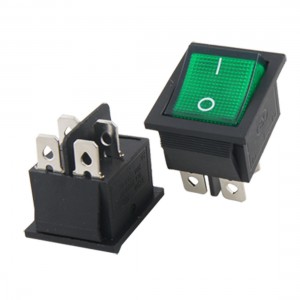 Green Light 4 Pin DPST ON-OFF Snap In Rocker Switch 16A/250V 20A/125V AC 5pcs