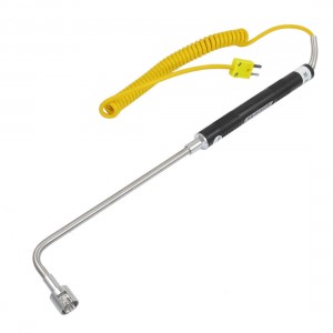 K Type Yellow Cable Curved Head Temperature Sensor Thermocouple Probe -50-500C
