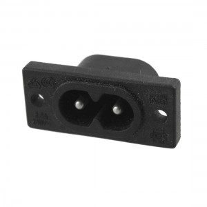 Male Plug Mounting Hole Design IEC320 C8 AC Power Socket Connector 2.5A 250V
