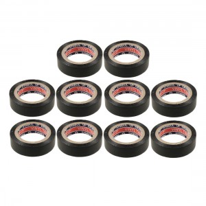 10 Pcs 18M x 16mm Black Adhesive Electric Insulation Tape Roll