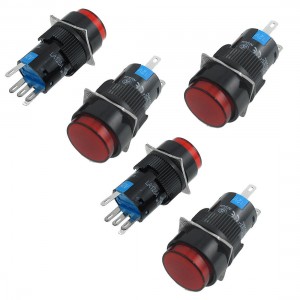 5 x 5P Momentary 1NO 1NC Red Neon Light Round Push Button Switch 12V