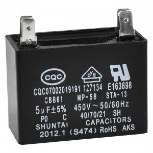 CBB61 450VAC 5uF 4 Pins Air Conditioner Fan Running Capacitor
