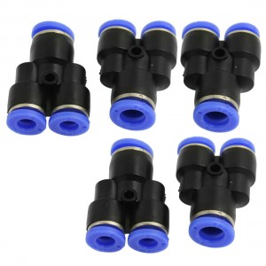 5 Pcs 6mm to 8mm Air Pneumatic Y Shaped Push in Quick Fitting