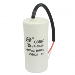 CBB60 AC 450V 35uF Cylinder Motor Run Capacitor White