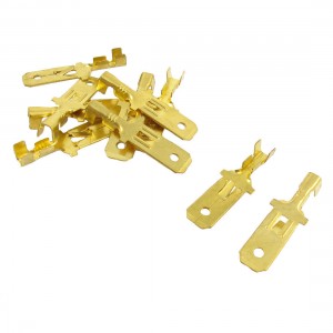 10 Pcs Gold Tone Male Spade Crimp Terminals 7.8mm Wiring Connectors