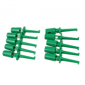 Green Electrical Lead Wire Testing Hooks Clip Set 10Pcs
