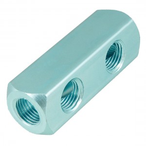 1/4" PT Threaded Ports 2 Way Quick Connect Air Hose Manifold Block Splitter