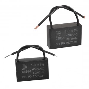 2 x 1uF 5% 450V AC 2 Wires Motor Run Ceiling Fan Capacitor CBB6-1