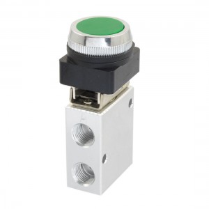 JM-322PP 13mm Thread 3/2 Way Green Flat Push Button Pneumatic Mechanical Valve